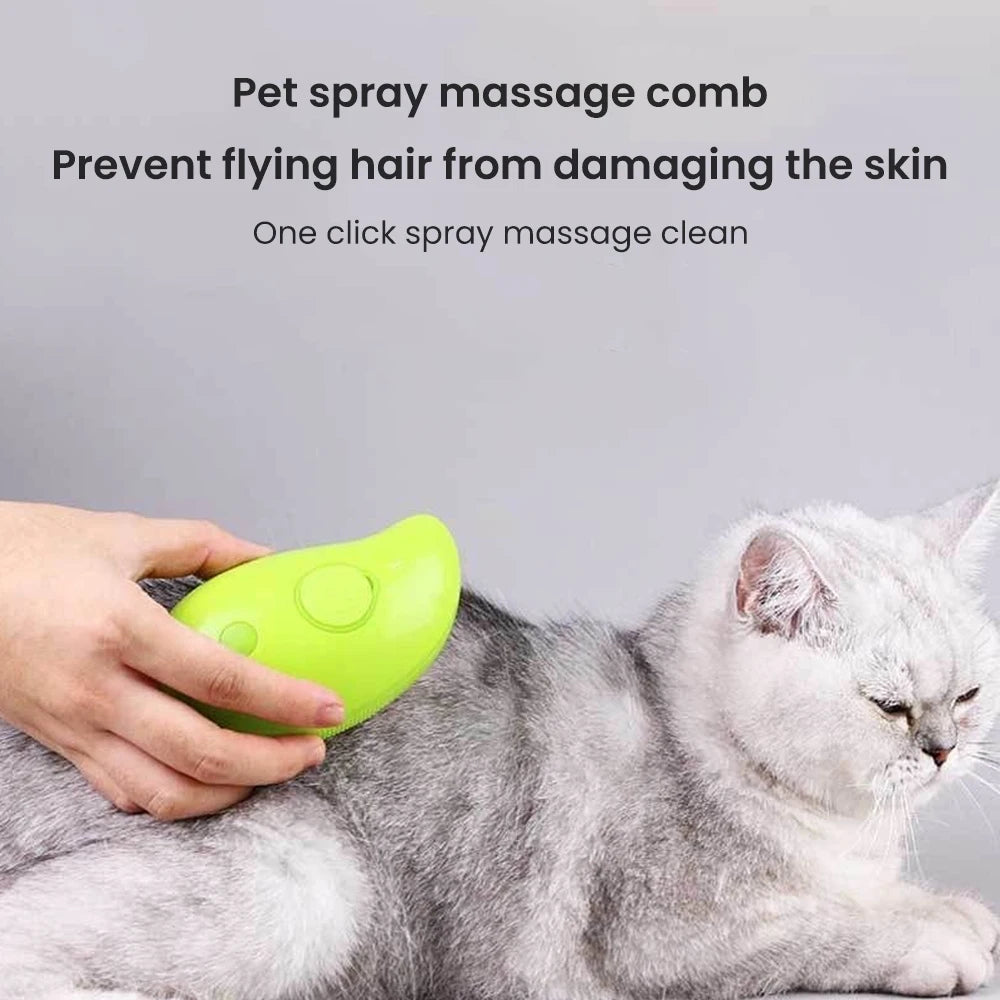 Steamy Dog Brush Electric Spray Cat Hair Brush 3 In1 Dog Steamer Brush for Massage Pet Grooming Removing Tangled and Loose Hair