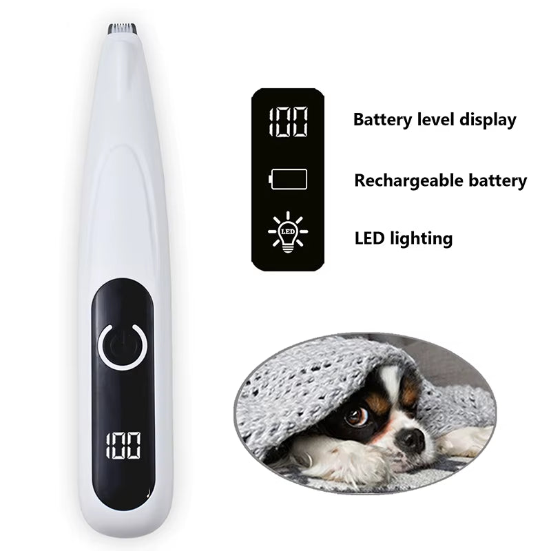 Professional Pet Grooming Trimmer with LED Light Dog Cat Paw Ear Face Foot Clipper Hair Shaver Machine for Pet Care