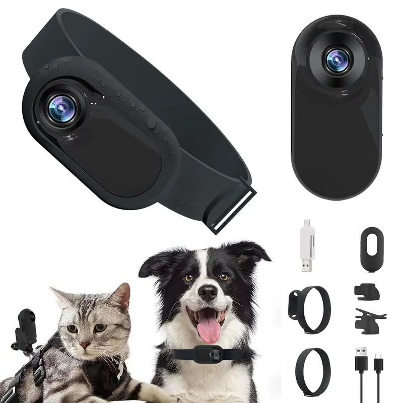 Pet Collar Camera HD 1080P Mini Sports Camera with Screen Video Recording Outdoor Wireless Camera Collar Pet Cat Safety Supplies
