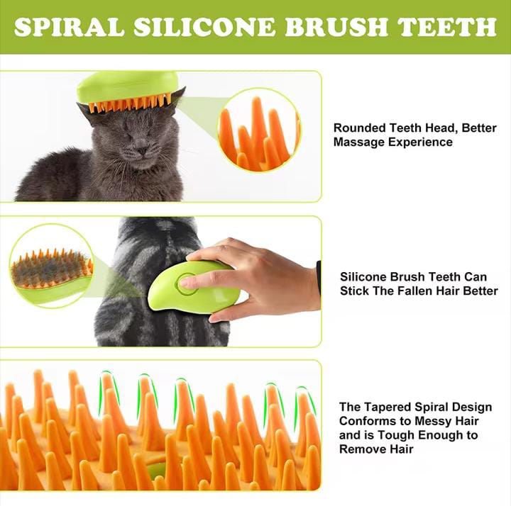 3-in-1 Electric Pet Grooming Brush — Steam Comb for Cats & Dogs, Hair Removal & Massage