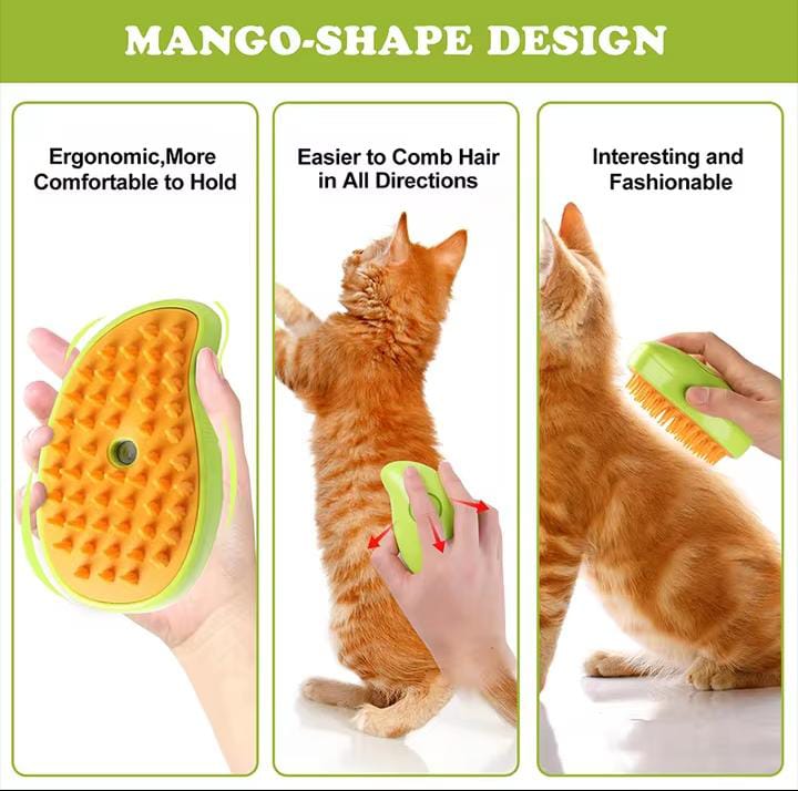 3-in-1 Electric Pet Grooming Brush — Steam Comb for Cats & Dogs, Hair Removal & Massage