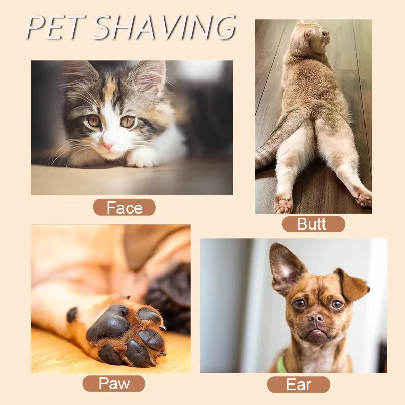 Professional Pet Grooming Trimmer with LED Light Dog Cat Paw Ear Face Foot Clipper Hair Shaver Machine for Pet Care