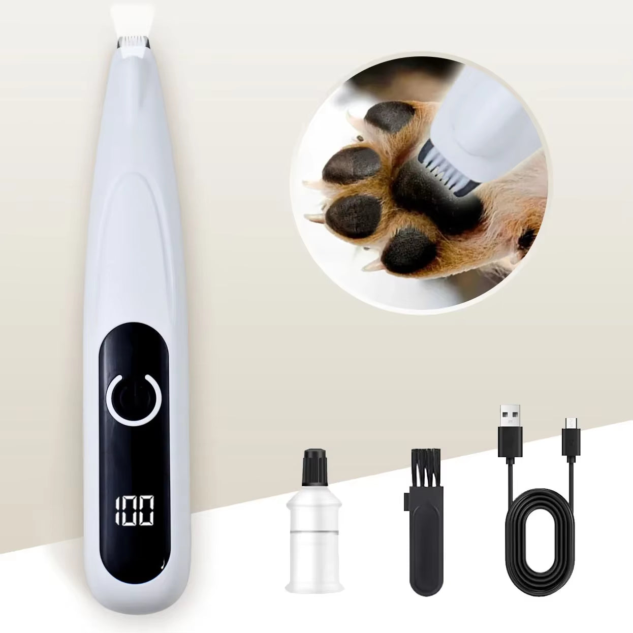 Professional Pet Grooming Trimmer with LED Light Dog Cat Paw Ear Face Foot Clipper Hair Shaver Machine for Pet Care